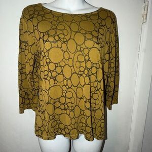 CUT LOOSE Brass Ring Jacquard 3/4 Sleeve Top-S